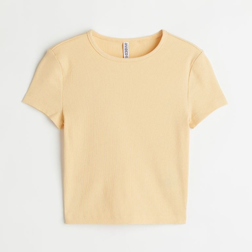 H&M Divided Light Yellow Ribbed Crop Top